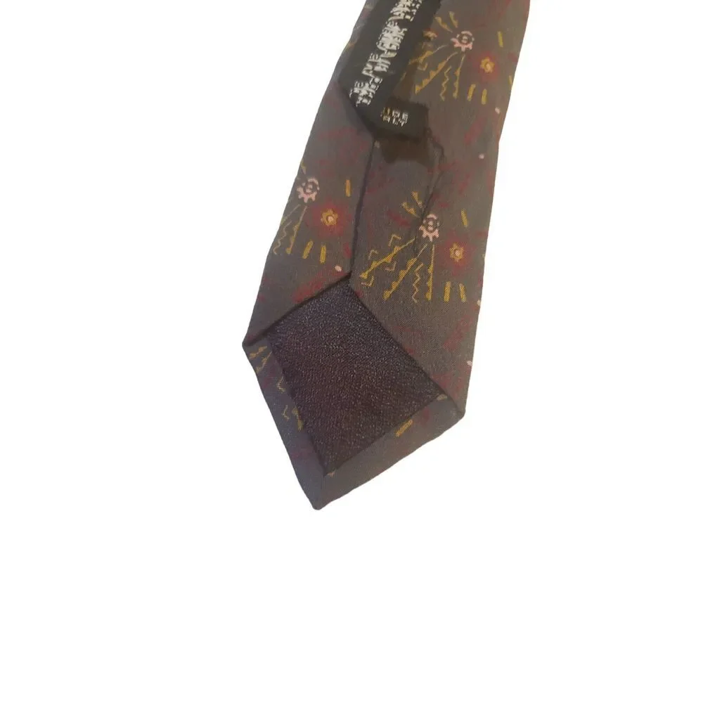 HIROKO KOSHINO HOMME NeckTie Men Multicolor Abstract Floral Silk Luxury Designer